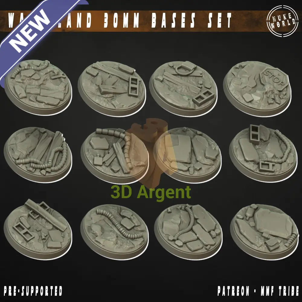 12 Wasteland 30mm Bases – 3D Printed Resin Nuke World Miniatures Toys & Games:Wargames & Role-Playing:Star Wars