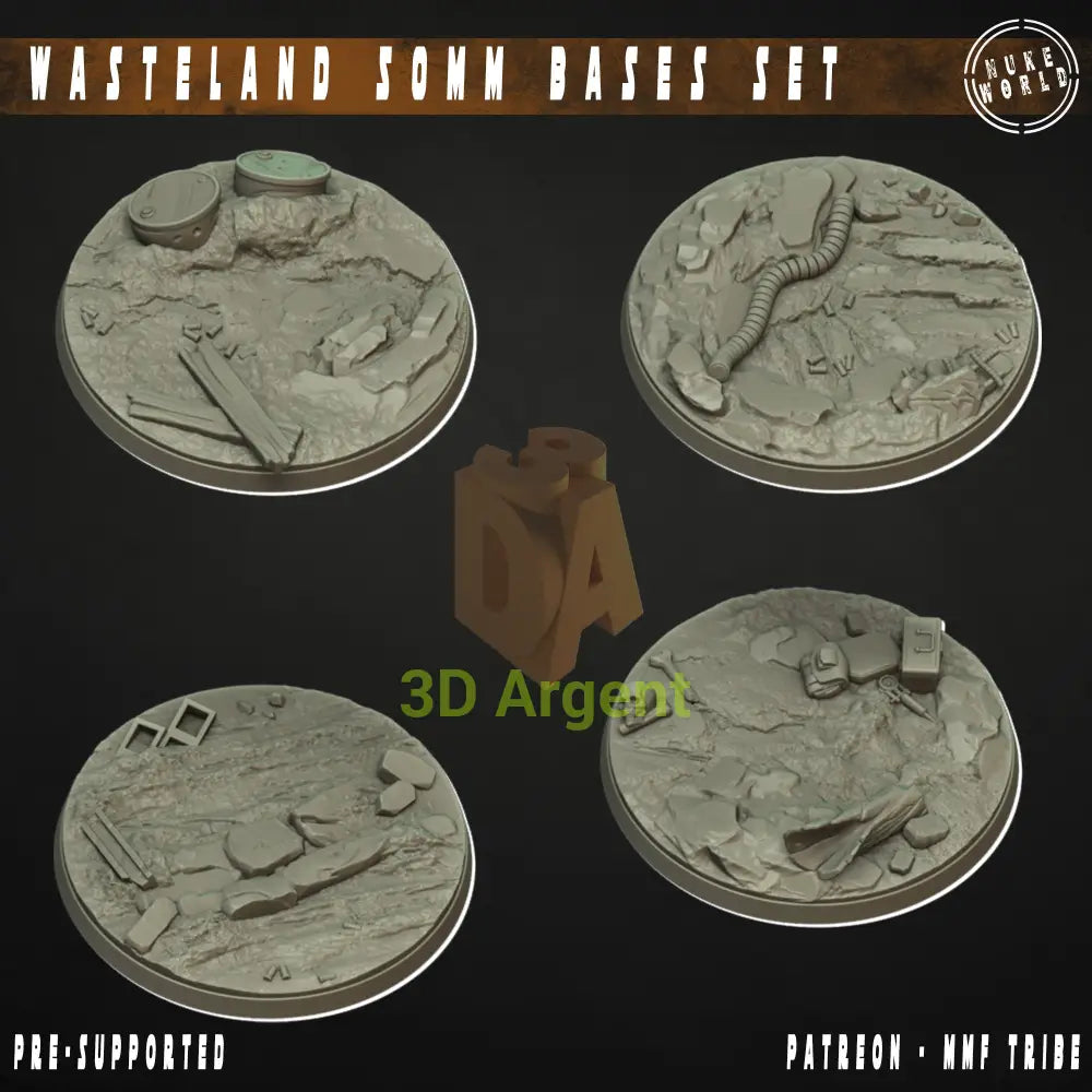 4 Wasteland 50mm Bases – 3D Printed Resin Nuke World Miniatures Toys & Games:Wargames & Role-Playing:Star Wars