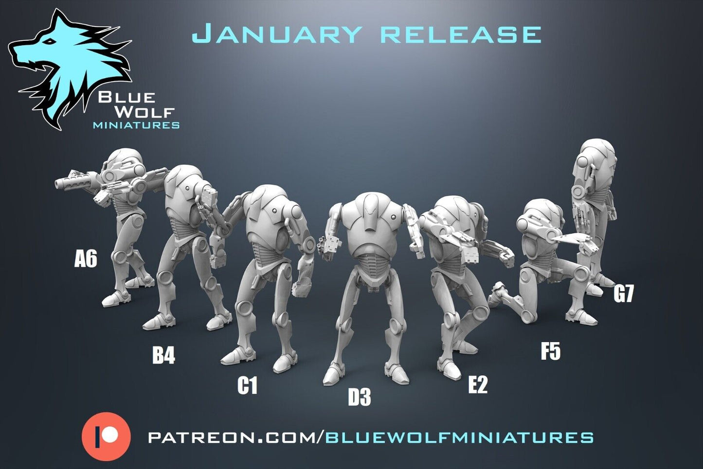 B2 RP Super Battle Droids Star Wars Legion 3D Printed Resin BlueWolf Miniatures