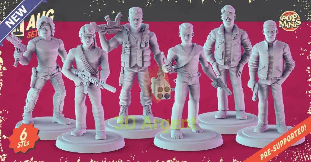 80s Action Heroes Miniatures – Snake Rambo Commando McClane Maverick Axel Foley 32 mm Resin Figures RPG D&D Display All