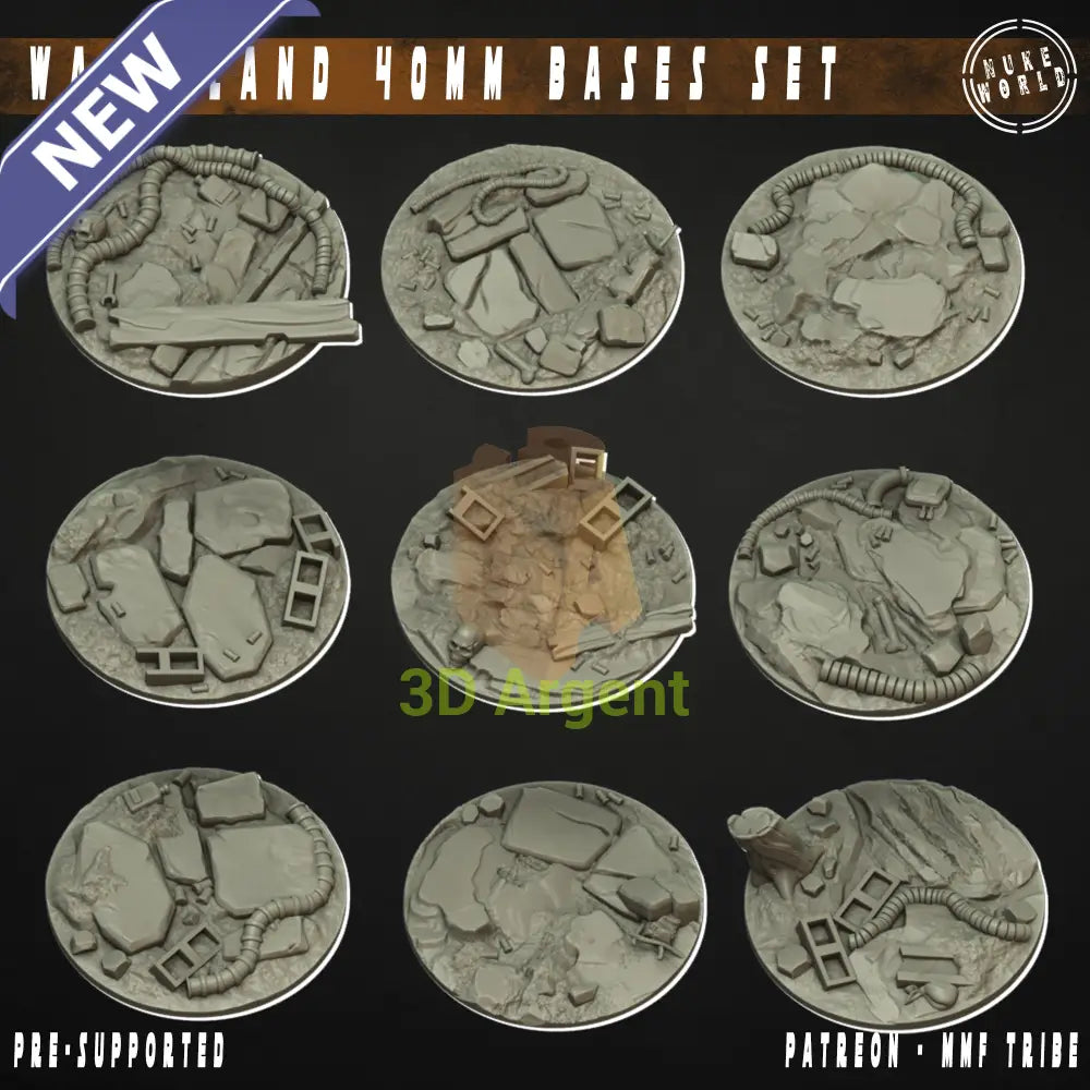 9 Wasteland 40mm Bases – 3D Printed Resin Nuke World Miniatures Toys & Games:Wargames & Role-Playing:Star Wars