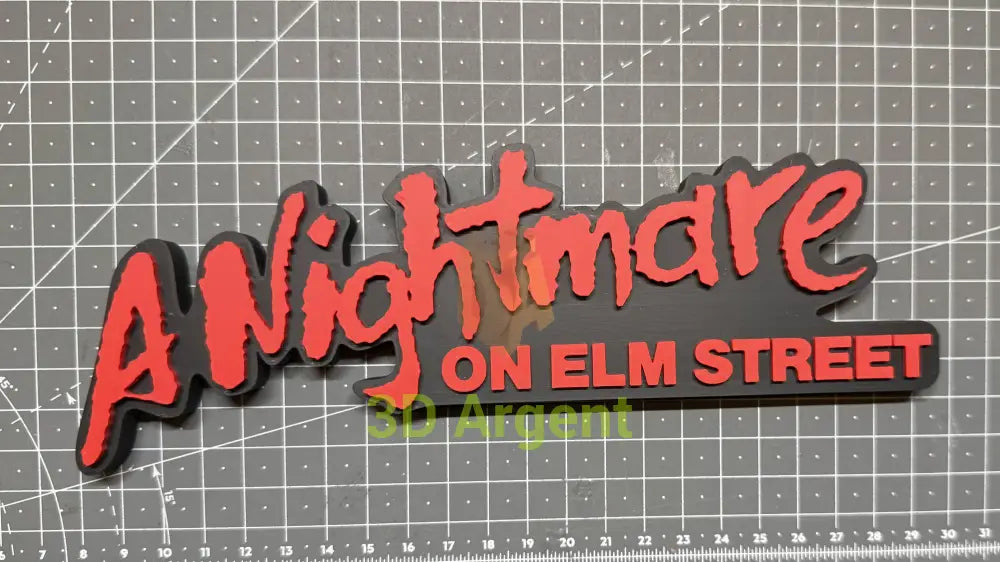 A Nightmare on Elm Street 3D Logo Sign Stand – Freddy Krueger Horror Movie Display – 3D Printed Fan Art Gift A