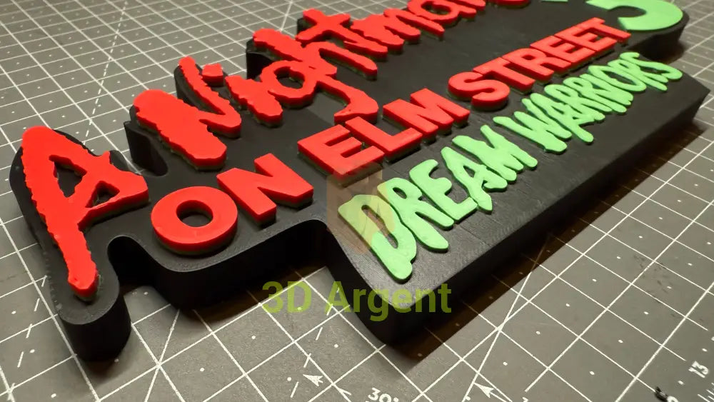 A Nightmare on Elm Street 3D Logo Sign Stand – Freddy Krueger Horror Movie Display – 3D Printed Fan Art Gift