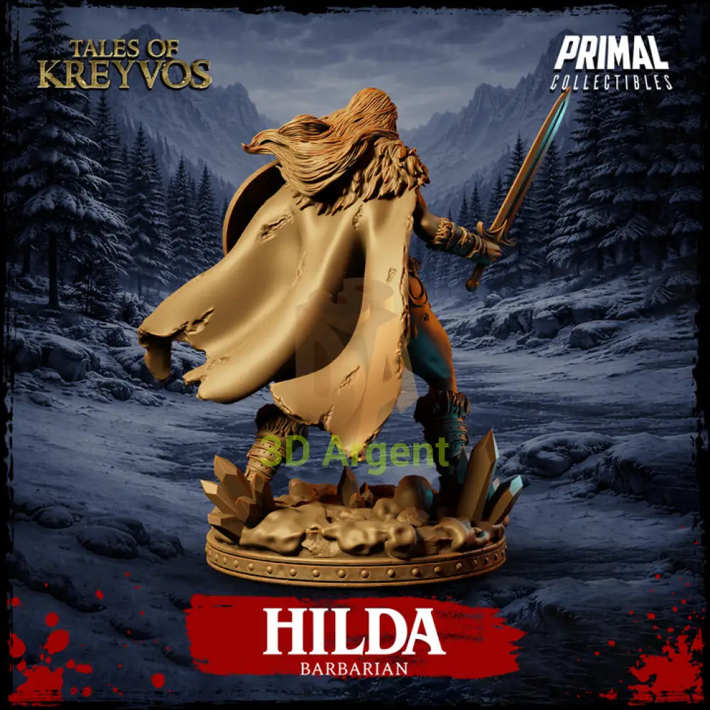 Barbarian - Hilda - Fantasy compatible D&D DragonLance Miniatures Primal