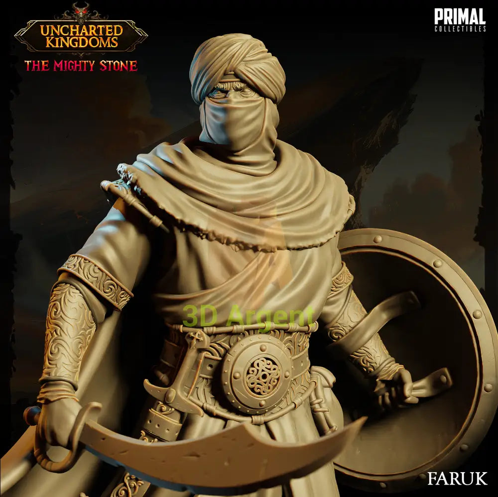 Faruk Arabic sword mighty kingdom Fantasy compatible D&D DragonLance Miniatures Primal Toys & Games:Wargames &