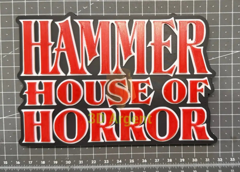 Hammer House of Horror Logo Sign – 3D Printed Multi-Colour Display Stand for Collectors Video Games & Consoles:Video
