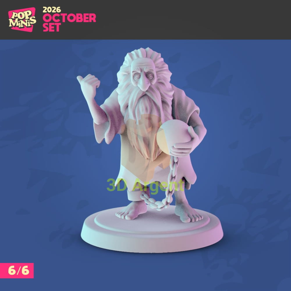 Pop Minis bearded traveller miniature holding a chained ball