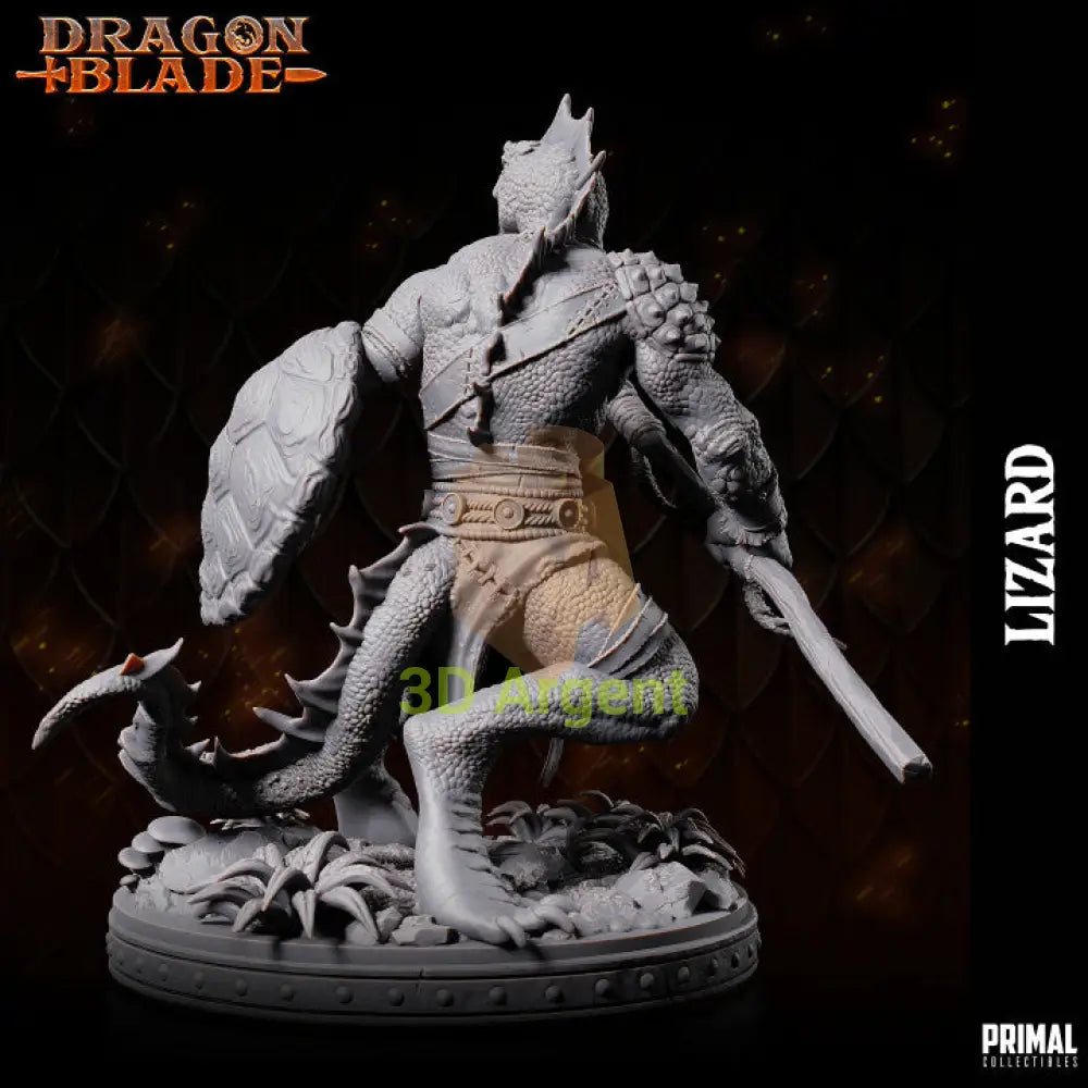 Lizardmen Lance and Shield – Dragonblade – Primal Collectibles Resin - Toys & Games:Wargames &