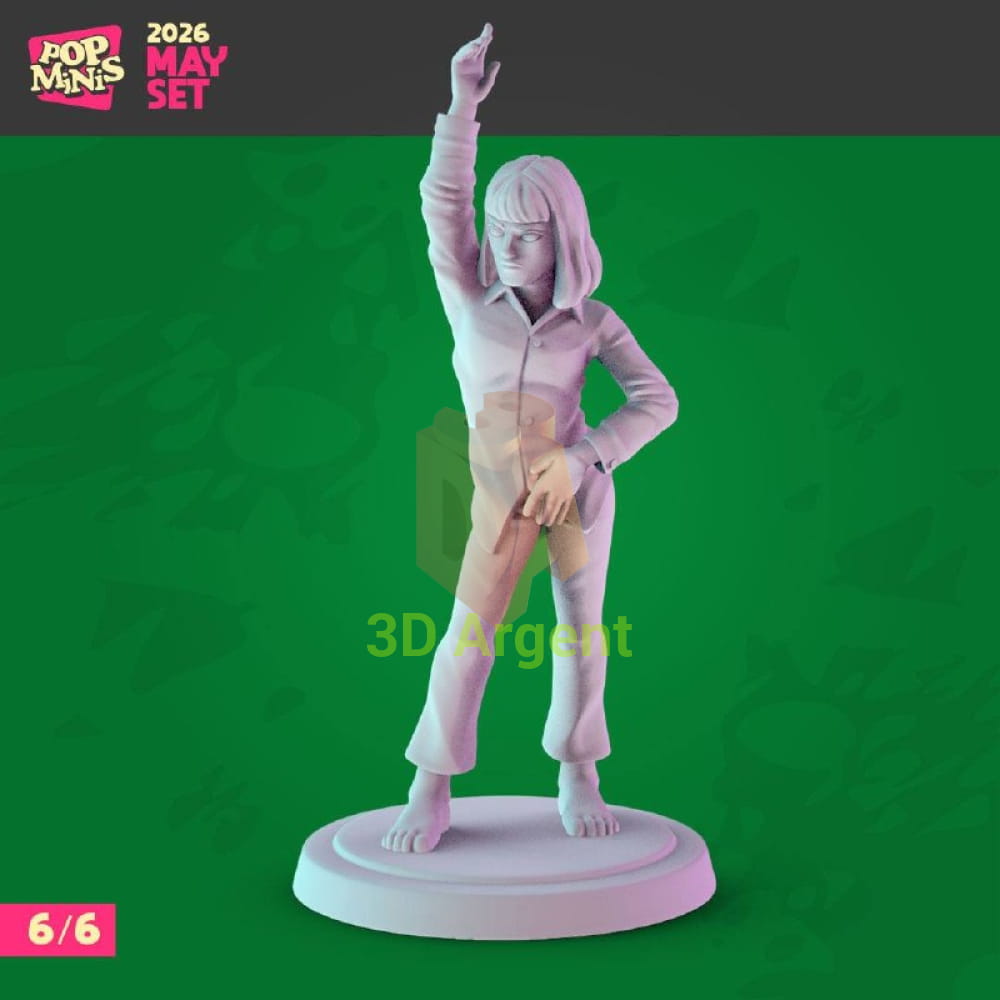 Mia Wallace unofficial fan-art resin miniature, barefoot, matching dance pose