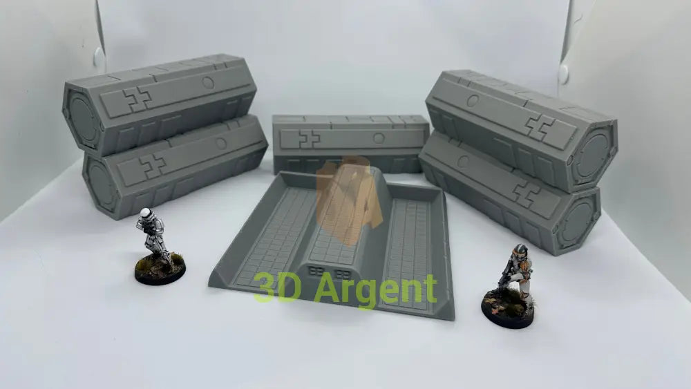 SciFi Tau Container and Stand Grimdark Tabletop Scifi Scatter Terrain 28mm Stargrave Toys & Games:Wargames &