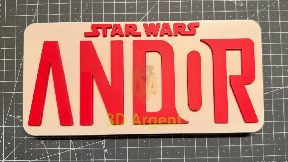 Star Wars Andor - 3D Printed Sign Stand Andor Biege / Red Collectables:Science Fiction Collectables:Other Science