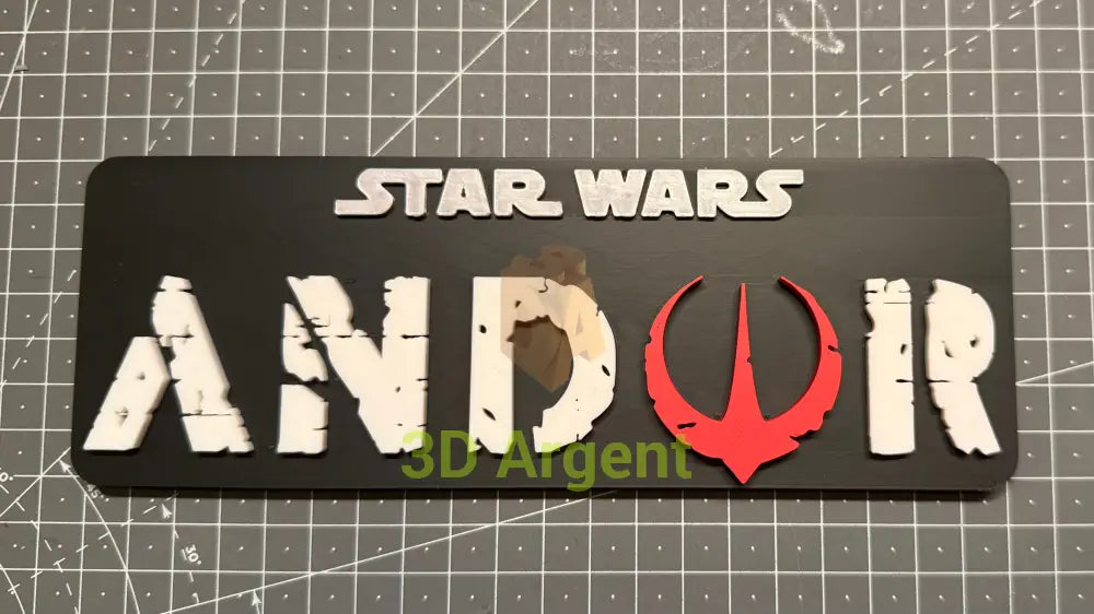 Star Wars Andor - 3D Printed Sign Stand Andor Black / White / Red Collectables:Science Fiction Collectables:Other