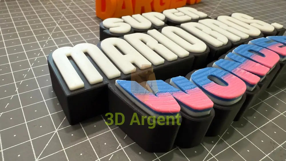 Super Mario Wonder Logo Sign – 3D Printed Multi-Colour Display Stand Collectables:Science Fiction Collectables:Other