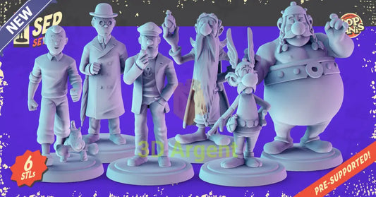 Tintin & Asterix Miniatures Set – 3D Printed 32mm Resin Figures RPG D&D Display All Figures Toys & Games:Wargames &