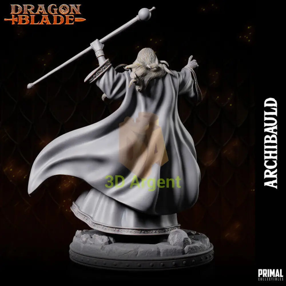 White Wizard Archbauld Fantasy compatible D&D DragonLance Miniature 32mm 75mm Toys & Games:Wargames &