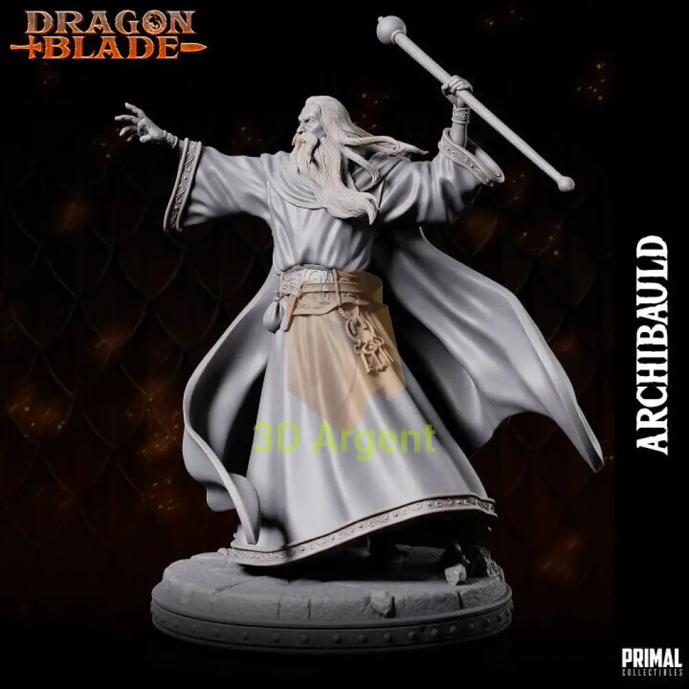 White Wizard Archbauld Fantasy compatible D&D DragonLance Miniature 32mm 75mm Toys & Games:Wargames &