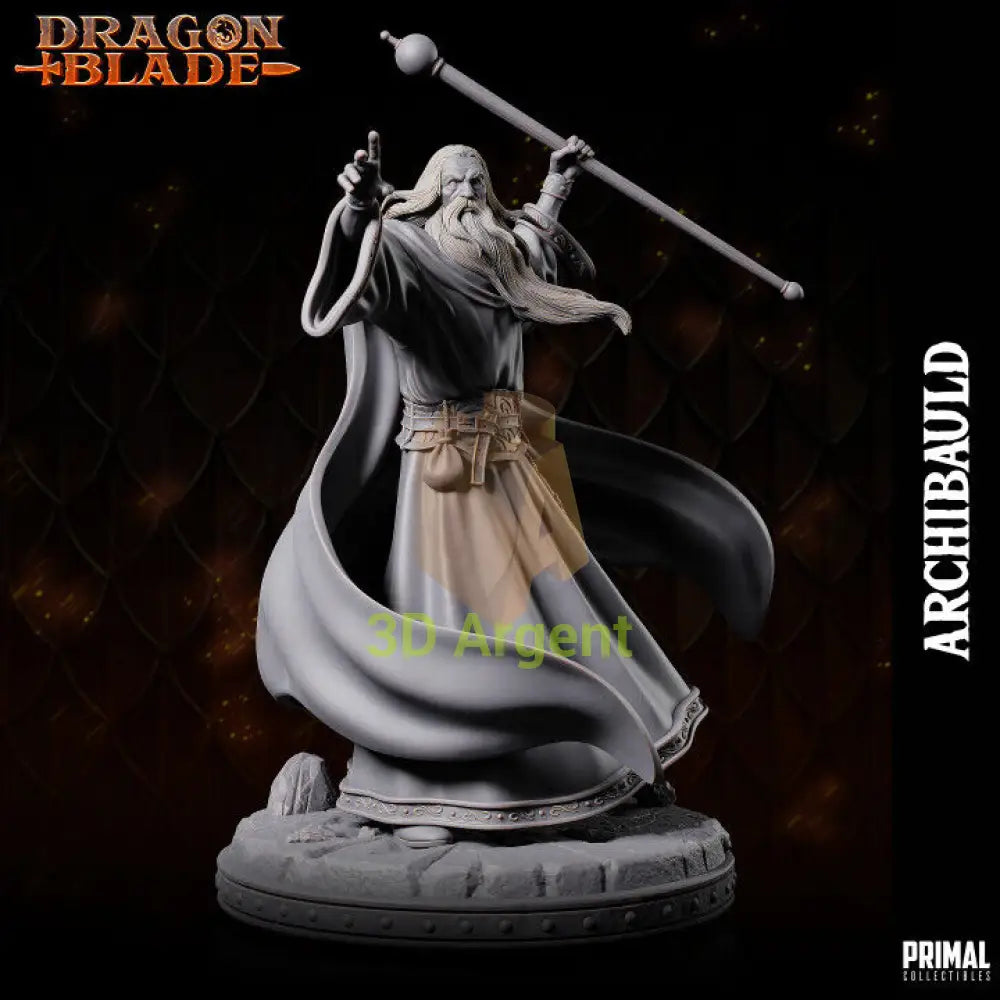 White Wizard Archbauld Fantasy compatible D&D DragonLance Miniature 32mm 75mm Toys & Games:Wargames &