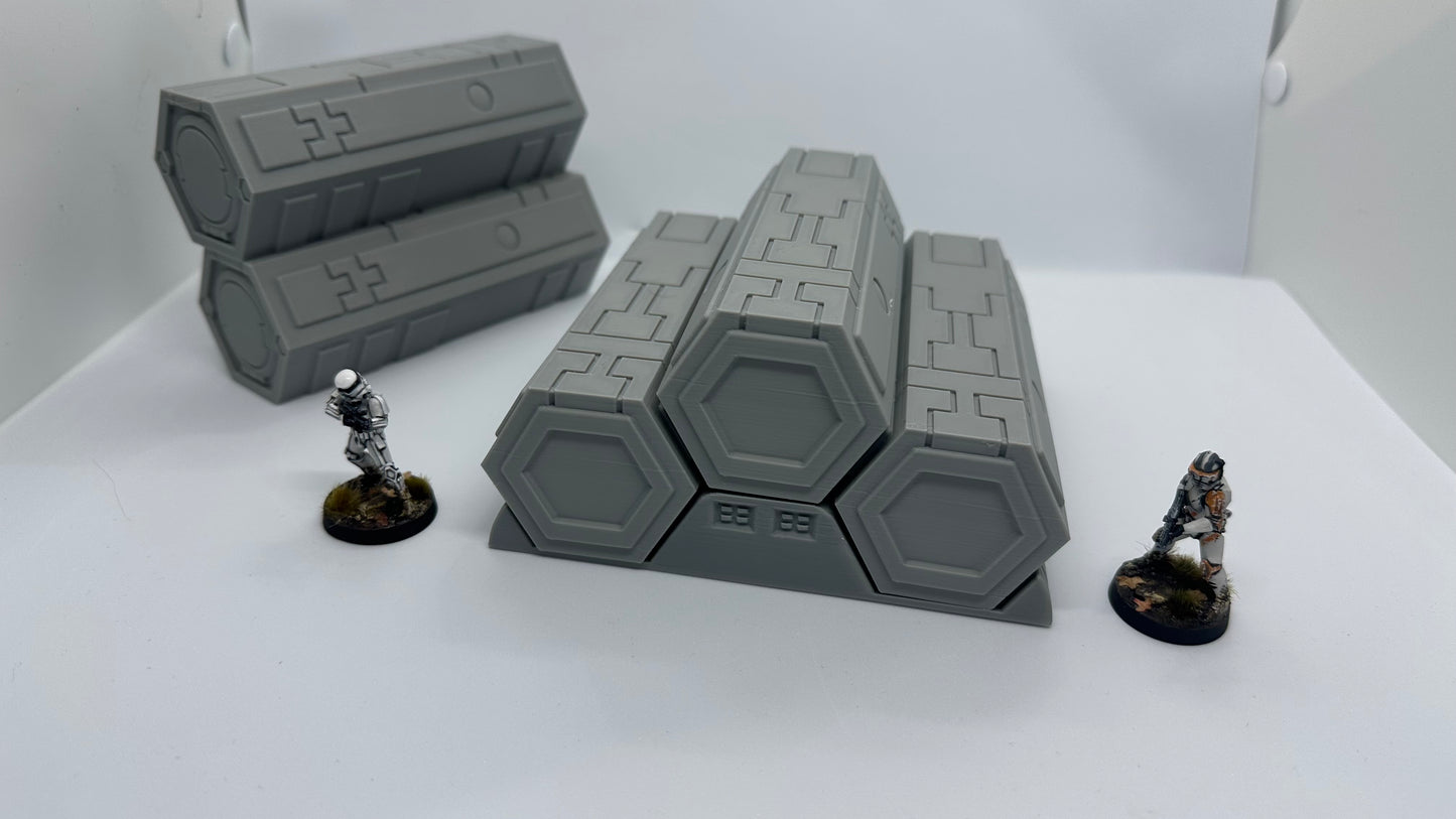 SciFi Tau Container and Stand 40K Necromunda Scifi Scatter Terrain 28mm Stargrave