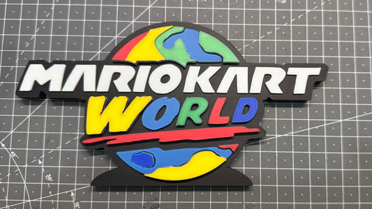 MarioKart World Logo - 3D Printed Sign Stand