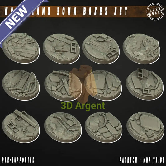 12 Wasteland 30mm Bases – 3D Printed Resin Nuke World Miniatures Toys & Games:Wargames & Role-Playing:Star Wars