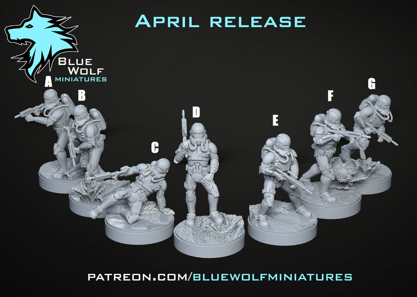 Lagoon Clone Troopers 7 Versions Star Wars Legion 3D Printed Resin BlueWolf