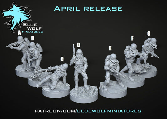 Lagoon Clone Troopers 7 Versions Star Wars Legion 3D Printed Resin BlueWolf