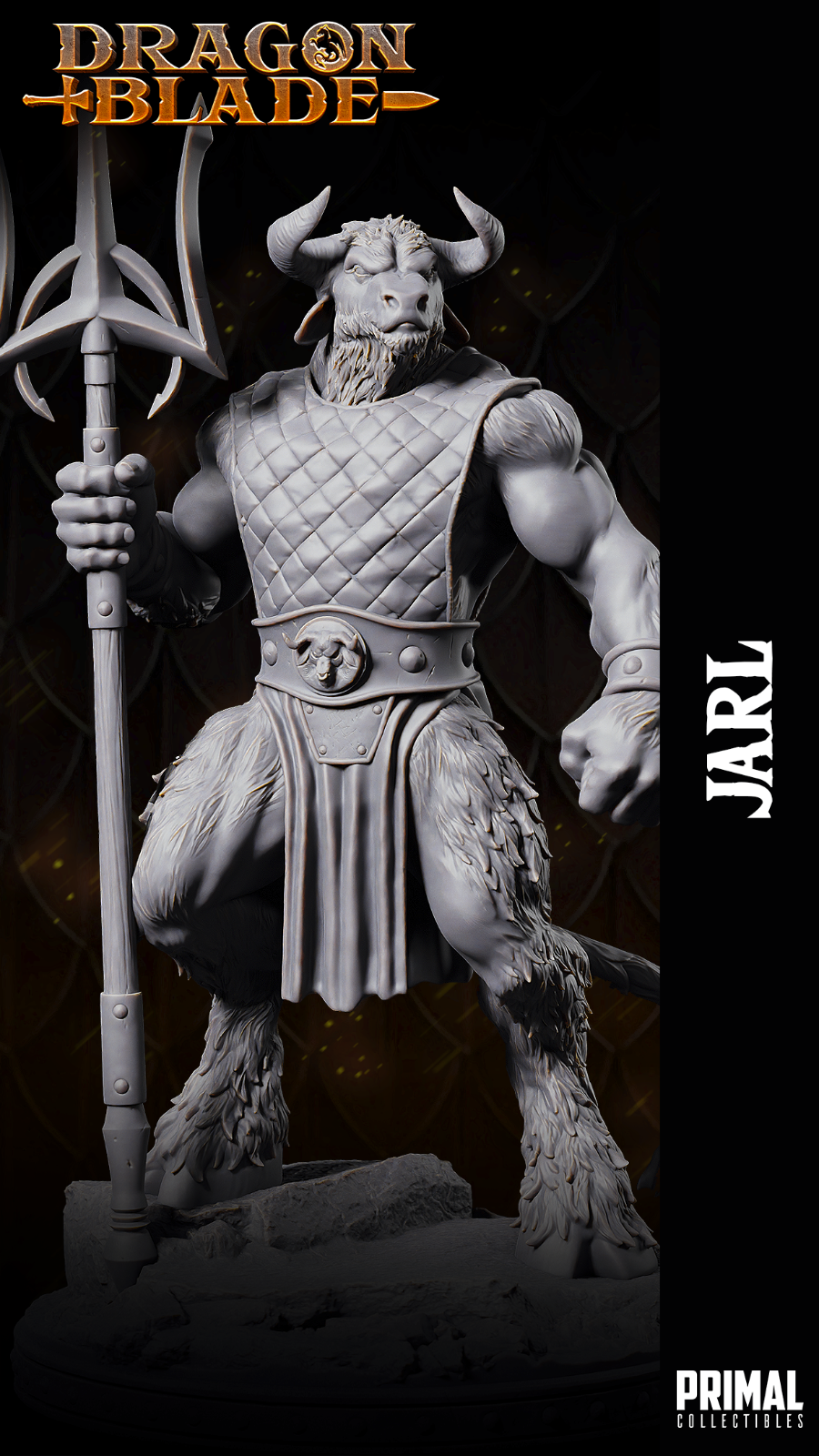 Minotaur Jarl Trident Fantasy compatible D&D DragonLance Miniatures Primal