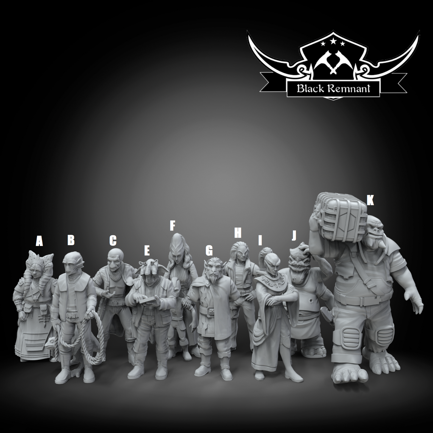 Civilians 10 versions Star Wars Legion compatible 3D Printed Resin Miniatures