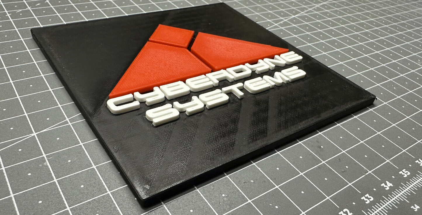 Cyberdyne Systems Logo Terminator - 3D Printed Sign Stand