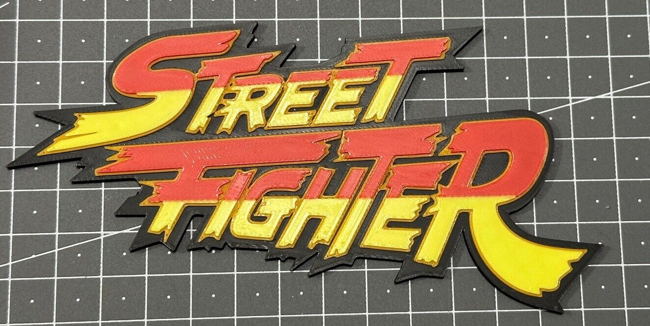 Street Fighter Logo - 3D Printed Sign Stand