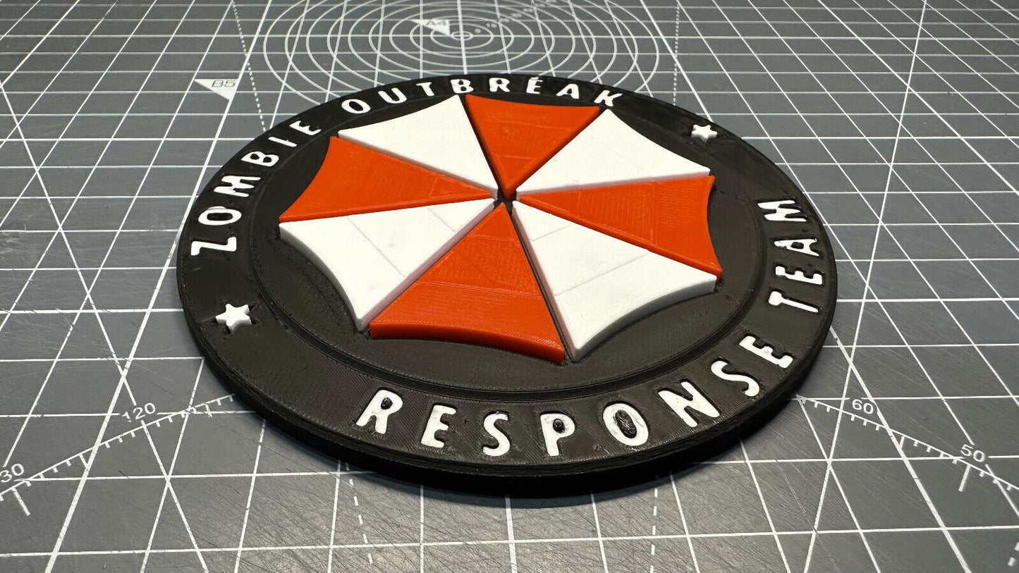 Resident Evil Umbrella Zombie Outbreak Response Team - 3D Printed Sign Stand