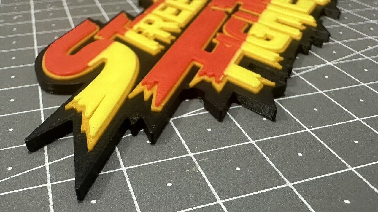 Street Fighter Logo - 3D Printed Sign Stand