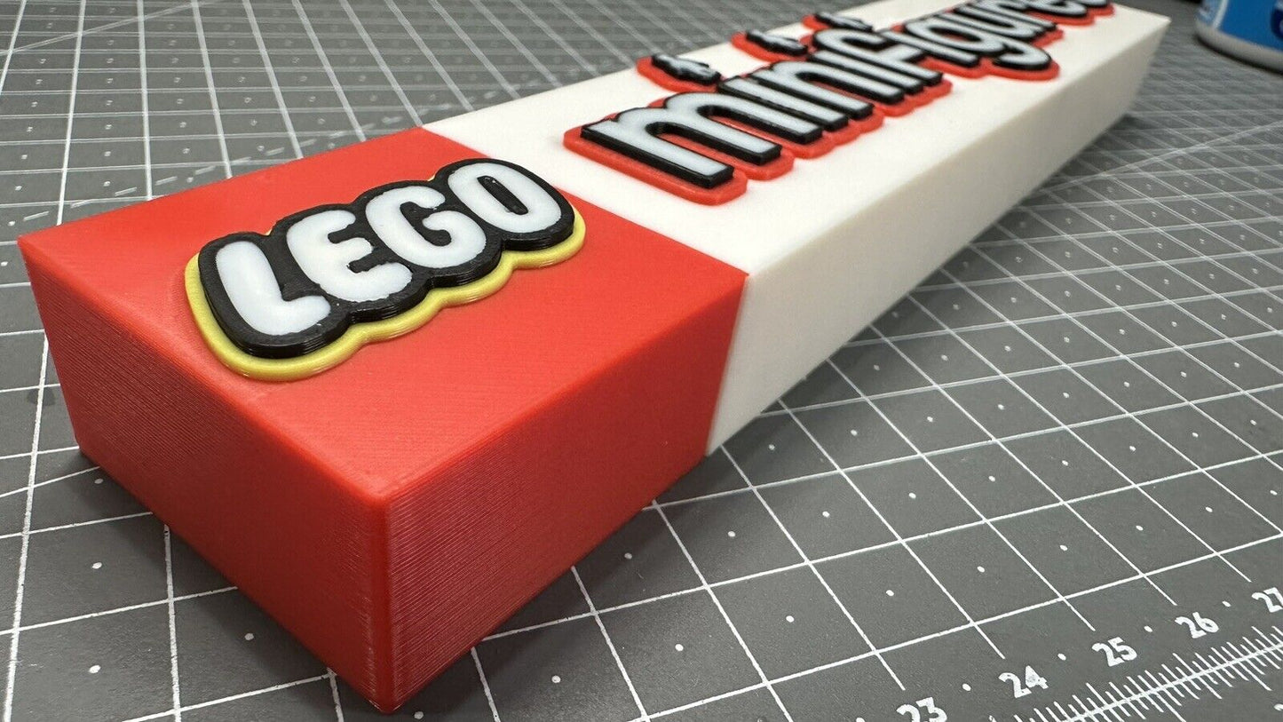 Lego Minifigures Logo - 3D Printed Sign Stand