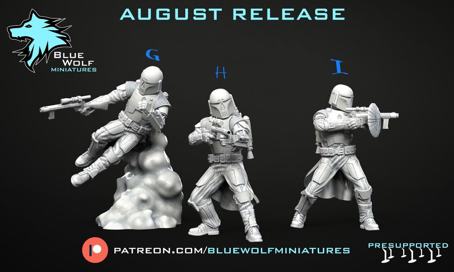 Mandalorians 15 poses - Star Wars Legion 3D Printed Resin BlueWolf Miniatures