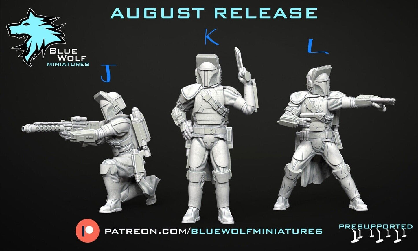 Mandalorians 15 poses - Star Wars Legion 3D Printed Resin BlueWolf Miniatures