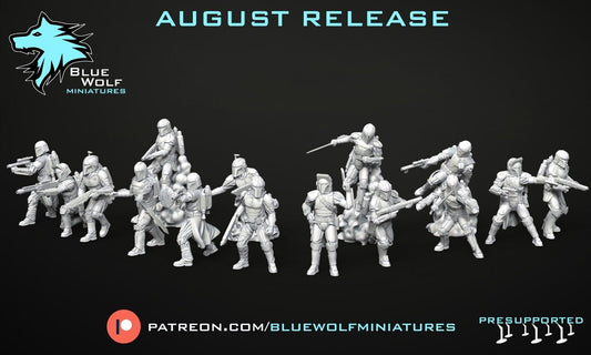 Mandalorians 15 poses - Star Wars Legion 3D Printed Resin BlueWolf Miniatures