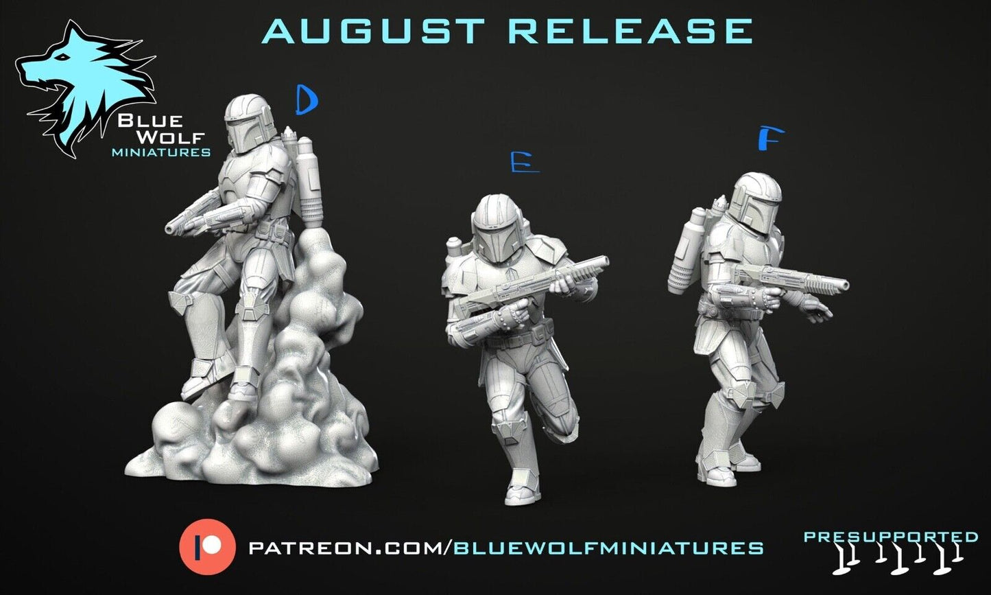 Mandalorians 15 poses - Star Wars Legion 3D Printed Resin BlueWolf Miniatures