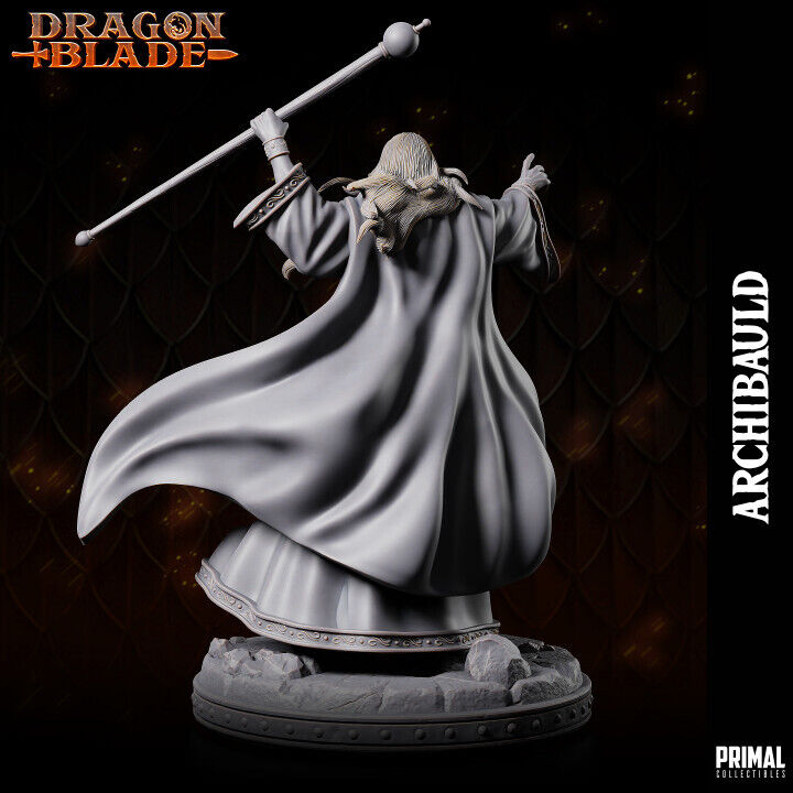 White Wizard Archbauld Fantasy compatible D&D DragonLance Miniature 32mm 75mm