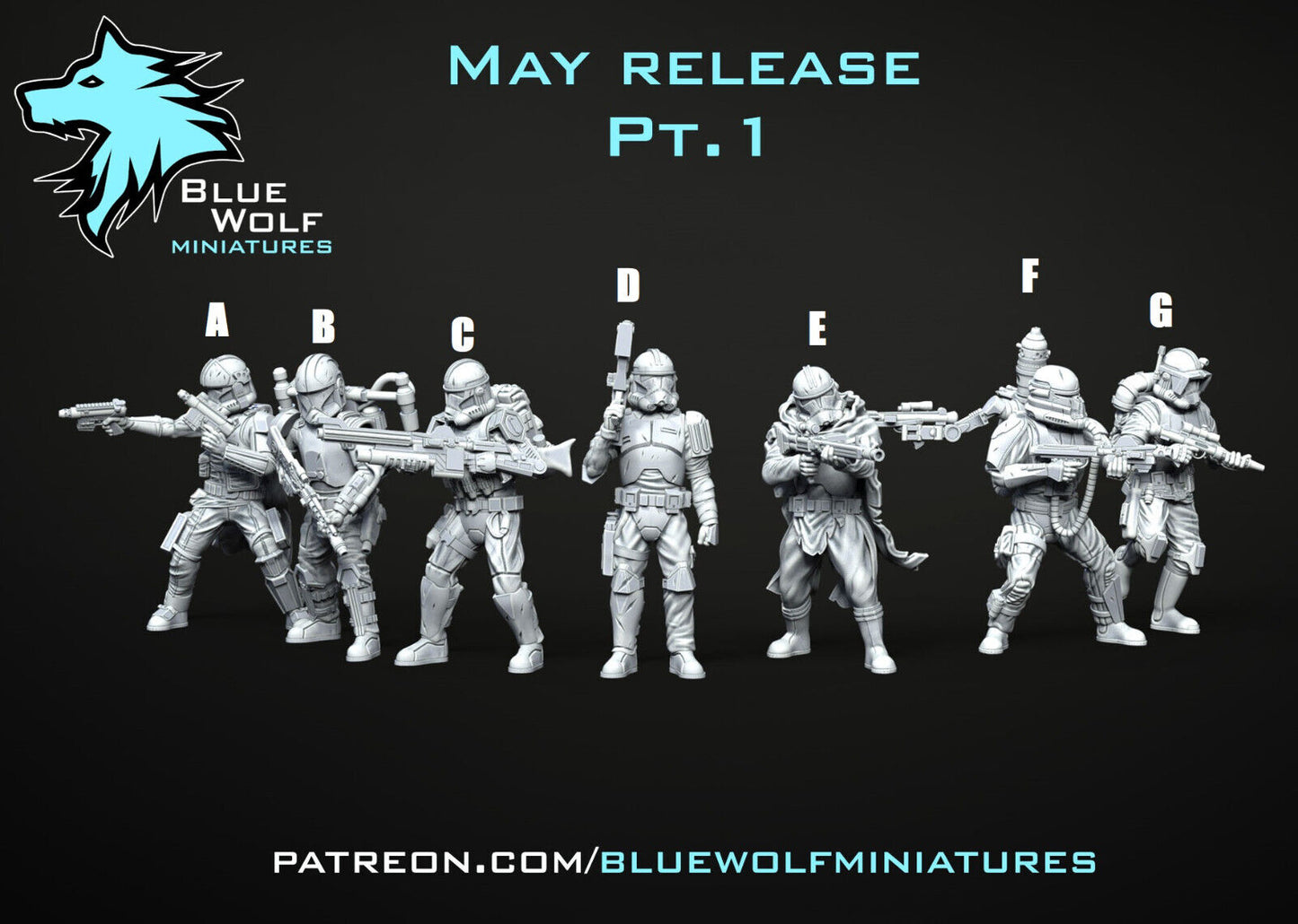 Clone Remnant Troopers Star Wars Legion 3D Printed Resin BlueWolf Miniatures