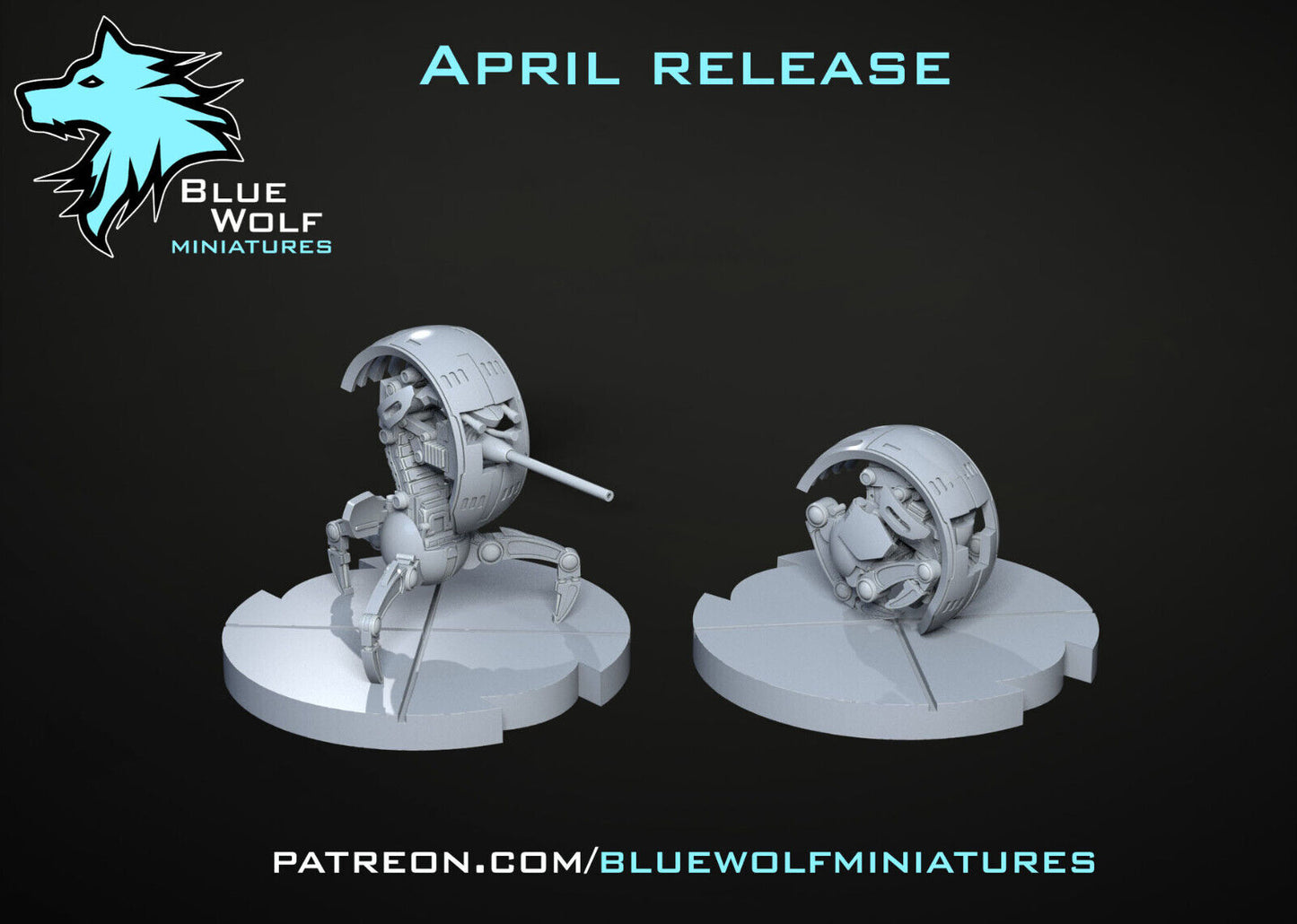 Droideka Sniper 2 poses Star Wars Legion 3D Printed Resin BlueWolf Miniatures