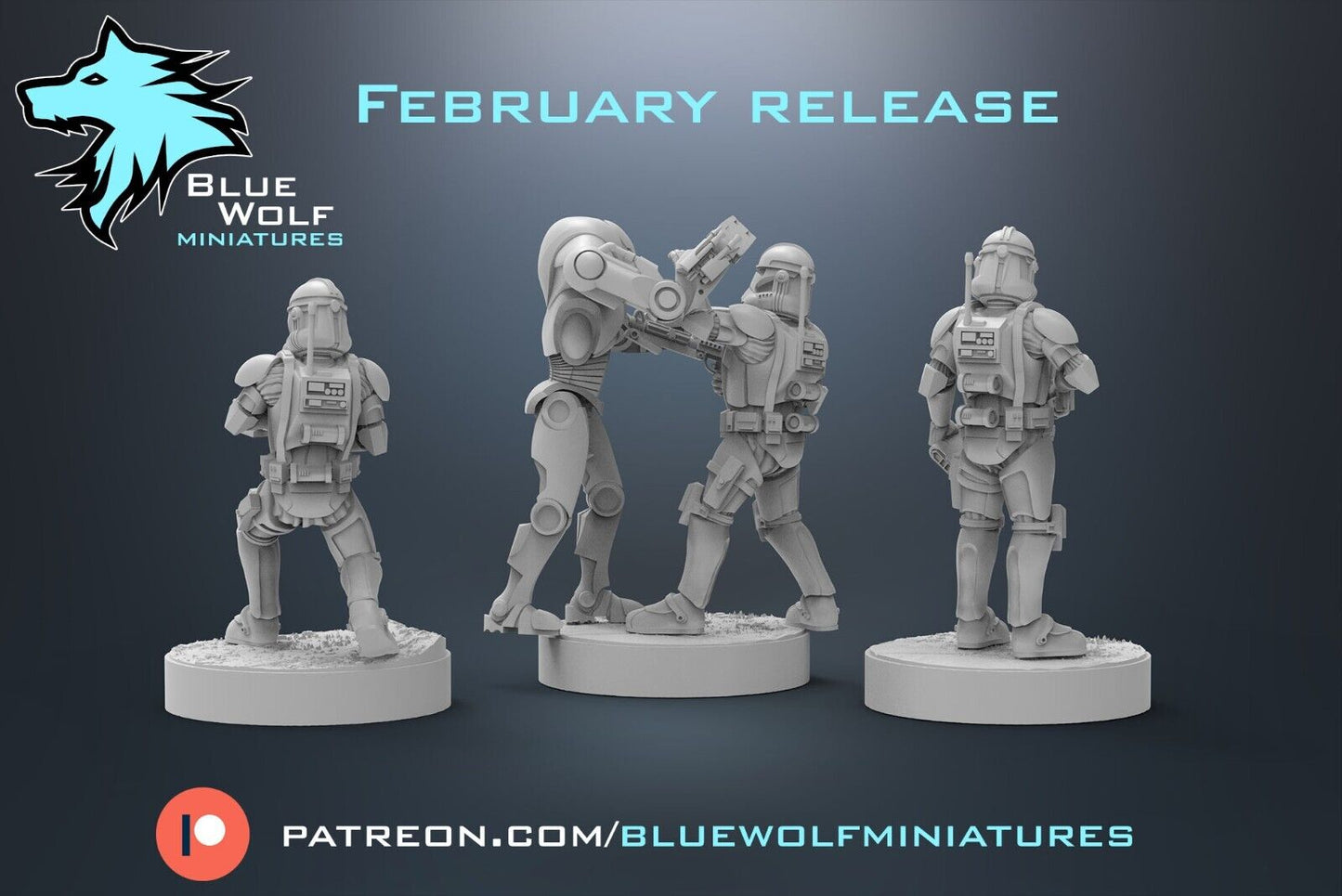 Commander Gree 3 poses- Star Wars Legion 3D Printed Resin BlueWolf Miniatures