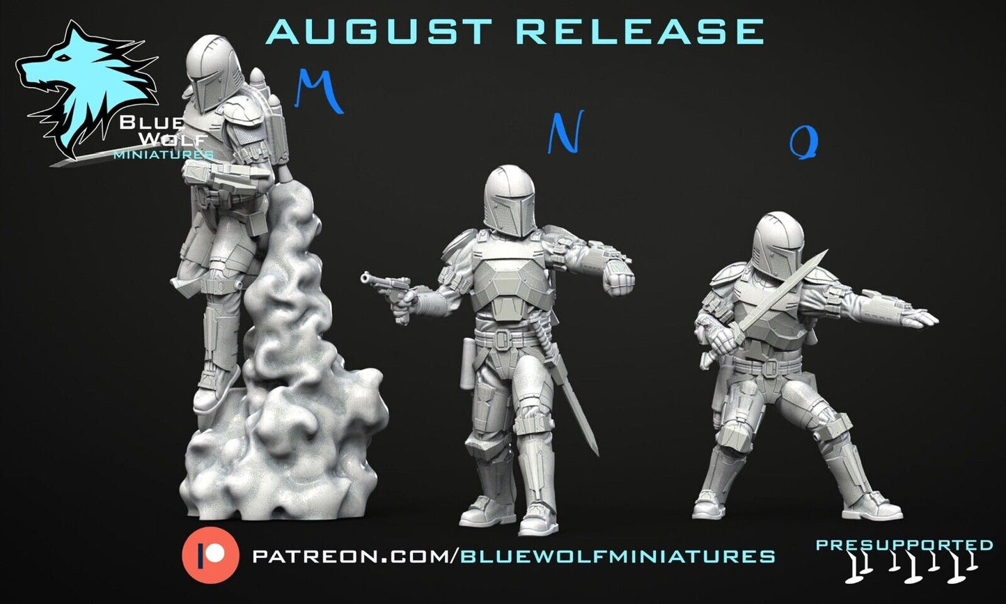 Mandalorians 15 poses - Star Wars Legion 3D Printed Resin BlueWolf Miniatures