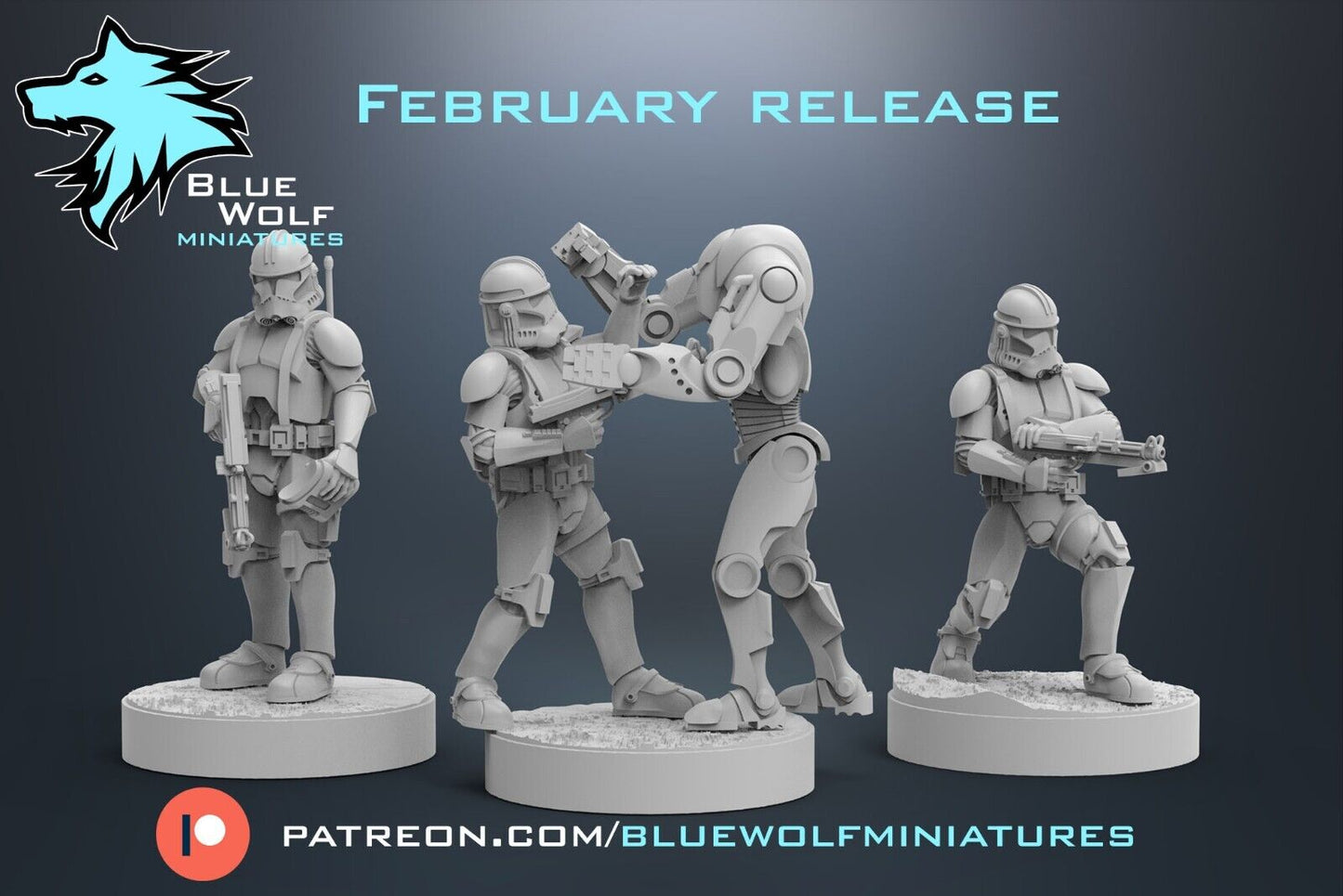 Commander Gree 3 poses- Star Wars Legion 3D Printed Resin BlueWolf Miniatures