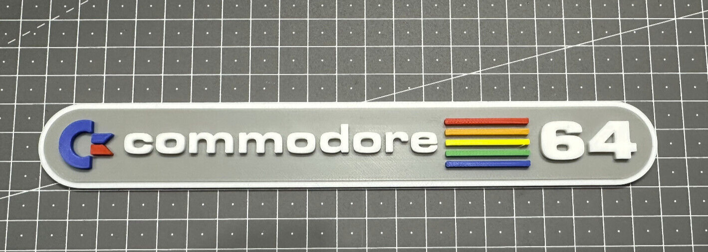 Commodore 64 Logo - 3D Printed Sign Stand