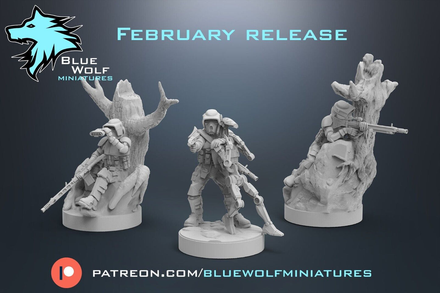 Clone Scout Sniper 3 poses Star Wars Legion 3D Printed Resin BlueWolf Miniatures