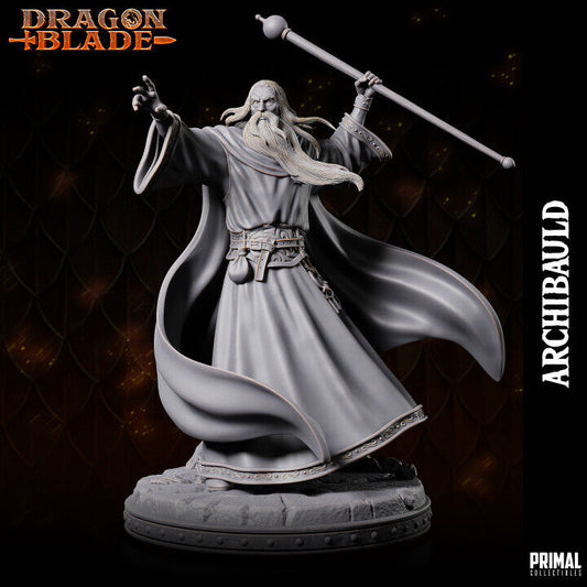 White Wizard Archbauld Fantasy compatible D&D DragonLance Miniature 32mm 75mm