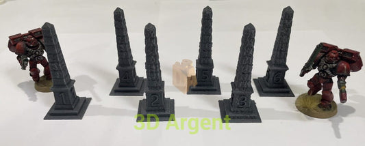 6 Objective/location Obelisk markers Tabletop D&D 28 mm Toys & Games:Wargames & Role-Playing:Warhammer:Warhammer