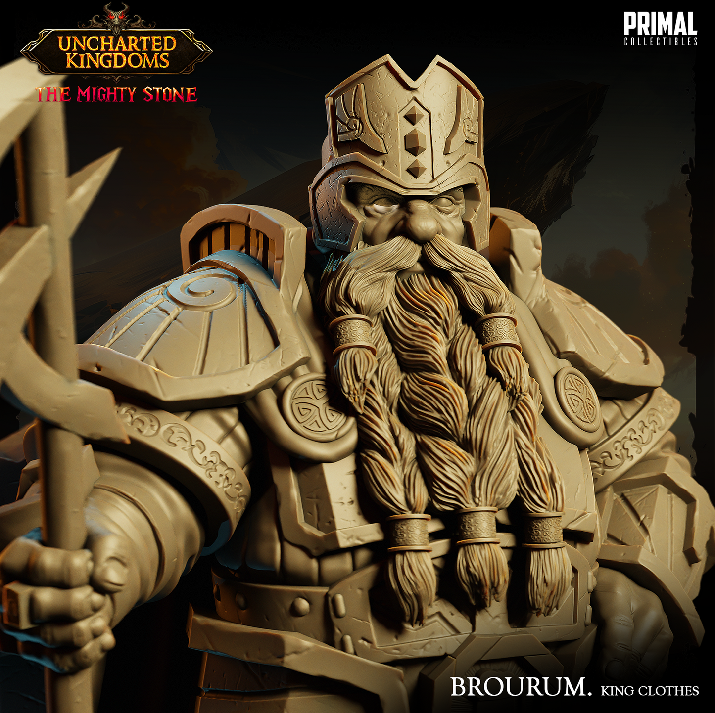 Brourum Dwarf King Fantasy compatible D&D DragonLance Miniatures Primal