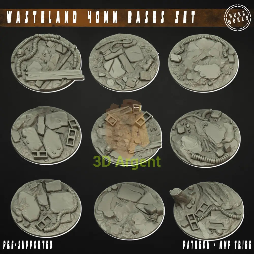 9 Wasteland 40mm Bases – 3D Printed Resin Nuke World Miniatures Toys & Games:Wargames & Role-Playing:Star Wars