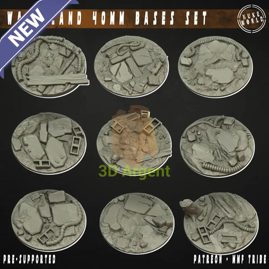 9 Wasteland 40mm Bases – 3D Printed Resin Nuke World Miniatures Toys & Games:Wargames & Role-Playing:Star Wars